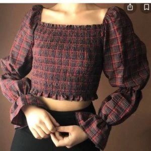 Zara Plaid Blue & Red.  Crop Top